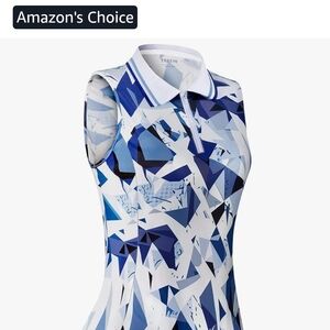 Womenz Sleeveless Geometric Print Golf Tennis Dress And Shorts with Pockets